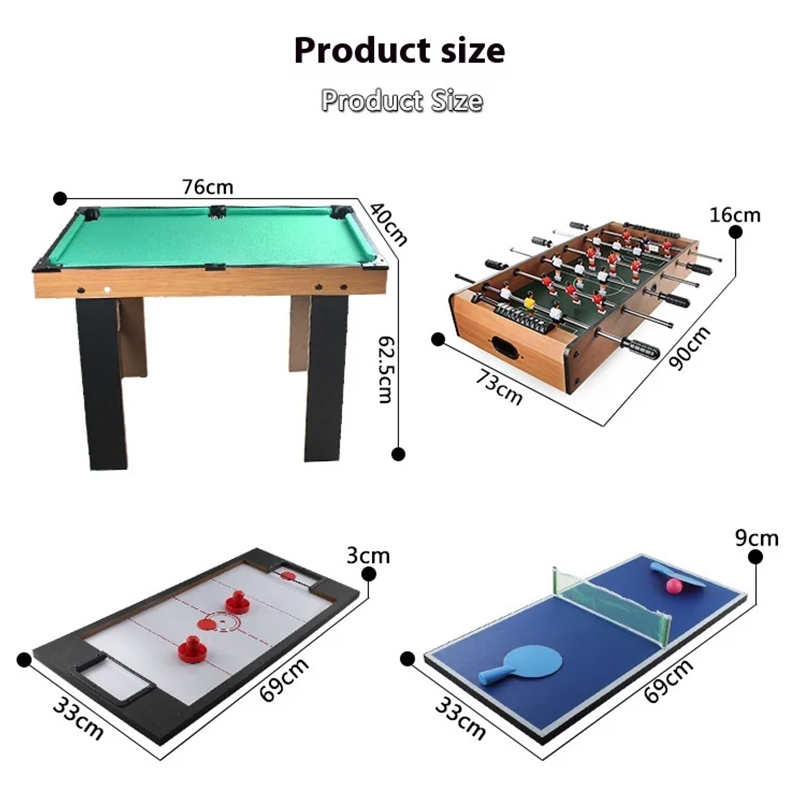 Langırt, Hava Hokeyi, Masa Tenisi ve Bilardo içeren 4'ü 1 Arada Çoklu Oyun Masası