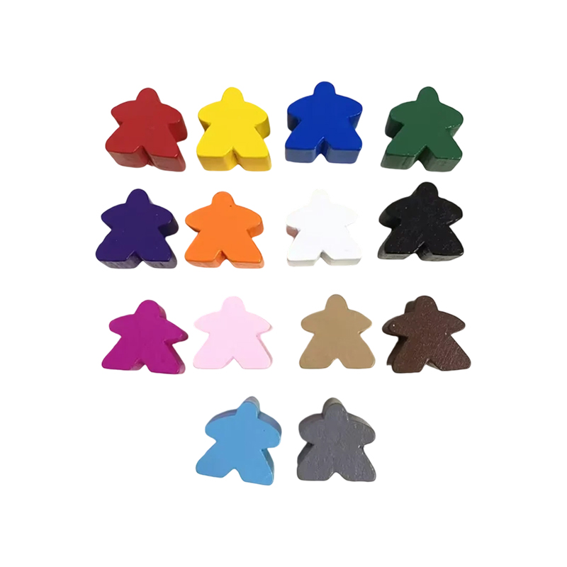 Çok renkli ahşap meeple piyon oyunu aksesuarları