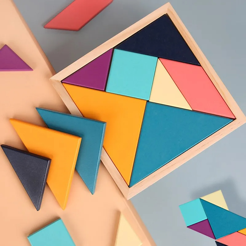 Montessori RenkliAhşap Tangram Seti