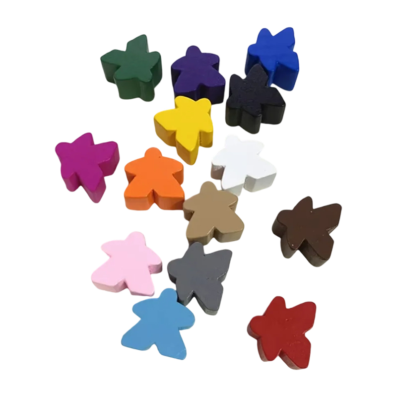 Çok renkli ahşap meeple piyon oyunu aksesuarları