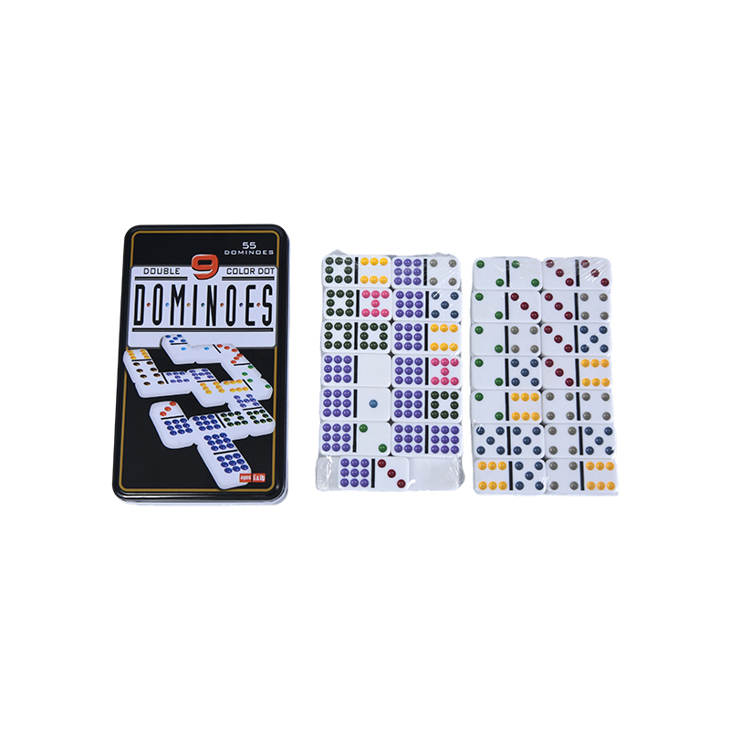Renkli Nokta Çift Dokuz Teneke kutu Hassas Domino