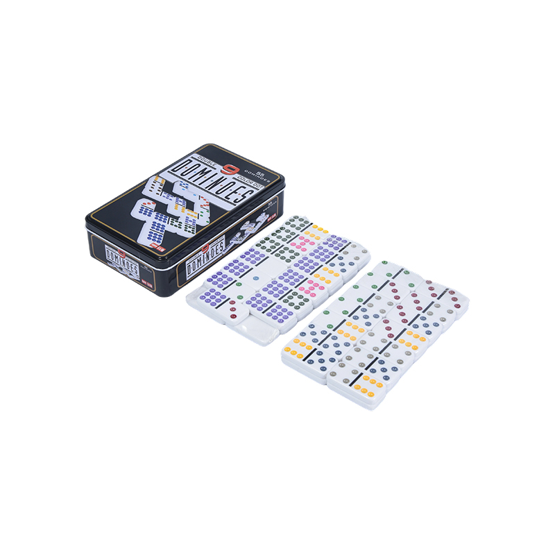 Renkli Nokta Çift Dokuz Teneke kutu Hassas Domino