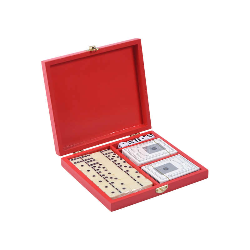 Taşınabilir Sekoya Kutusu İkili Oyun Seti (Domino ve Poker)