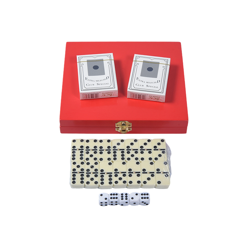 Taşınabilir Sekoya Kutusu İkili Oyun Seti (Domino ve Poker)