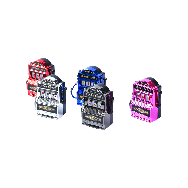 Minyatür Metal Oyun Makinesi Anahtarlıkları – Beş Canlı Renkten Oluşan Set