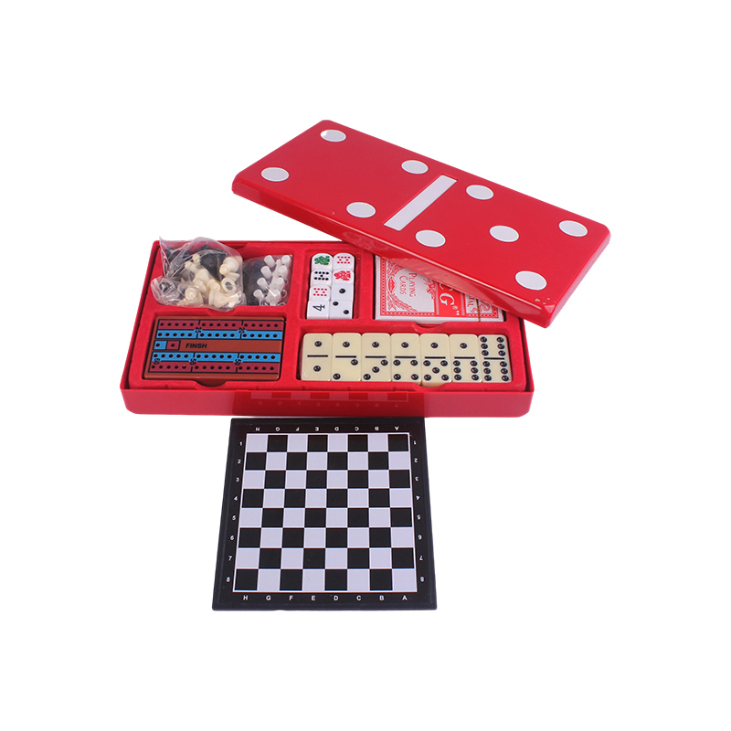 Red Polka-Dot Edition - Klasik Domino ve Cribbage Kombo Seti