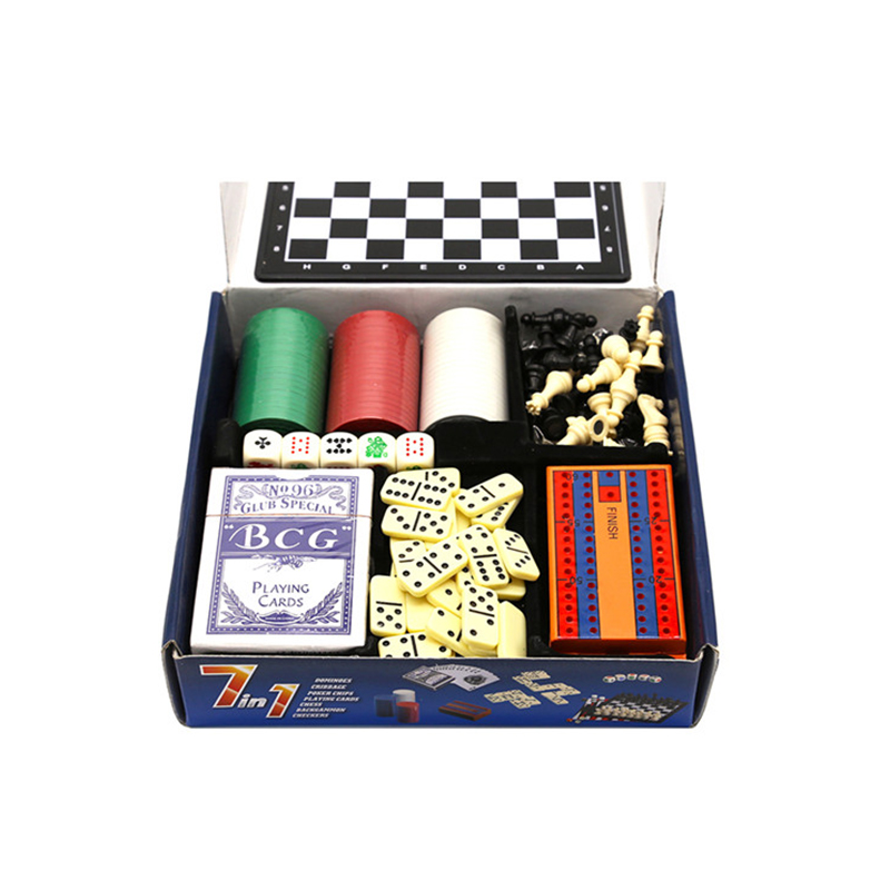 Klasik Çoklu Oyun Seti - Satranç, Domino, Poker ve Dama Kombinasyonu