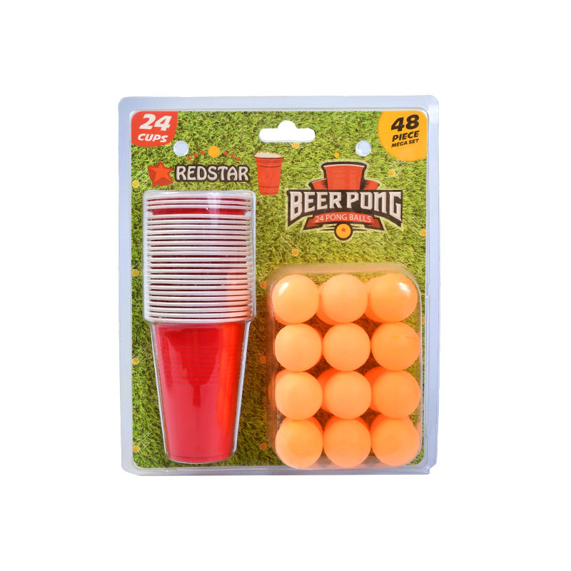 Redstar Beer Pong Seti - 24 Bardak ve 24 Pong Topu (48 Parça Mega Set)