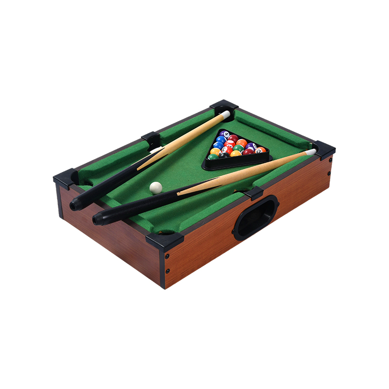 Mini Masaüstü Bilardo Masası - Üçgen Raflı, Istakalı ve Toplu Kompakt Bilardo Seti