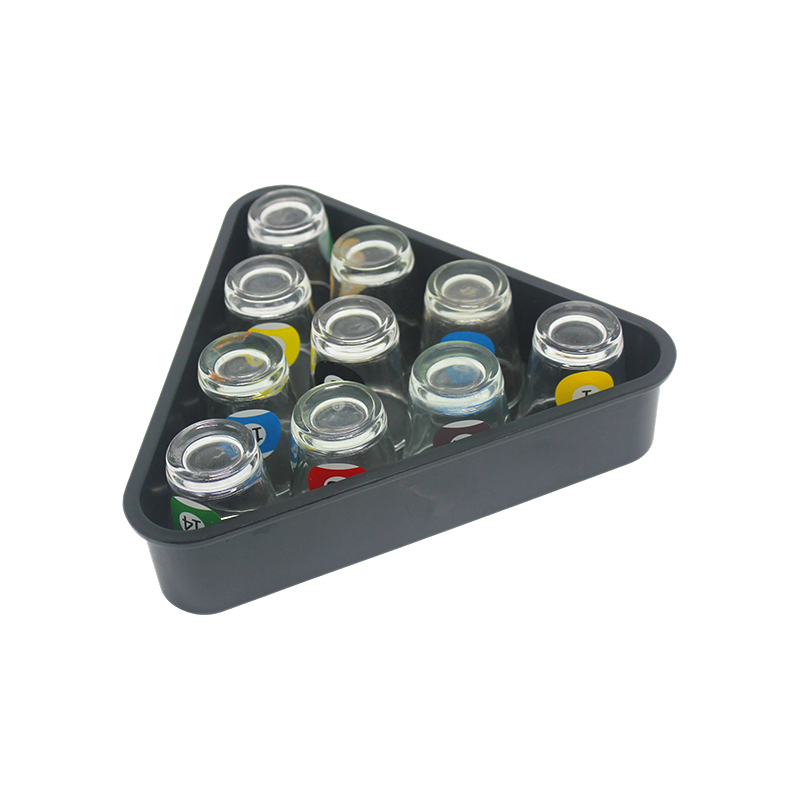 10 Glasses Featuring Billiard Ball Numbers Pool-Themed Shot Glass Set with Triangle Rack