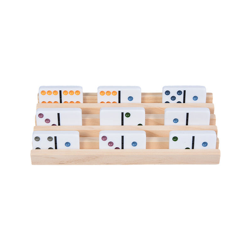 Organize Ekranlı Renkli Nokta Desenleri Ahşap Domino Raf Seti